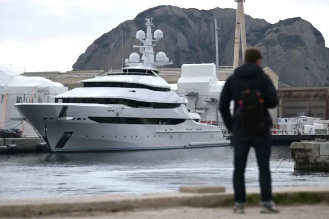 A yacht belonging to a Russian oligarch