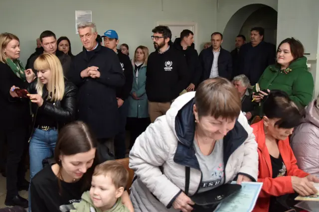 UNHCR commissioner Filippo Grandi meets refugees in Lviv, Ukraine