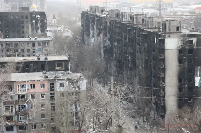 Destroyed and damaged buildings in Mariupol