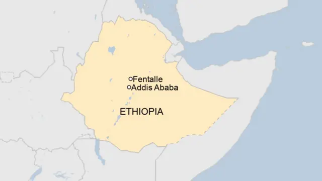 Ethiopia map showing Fentalle