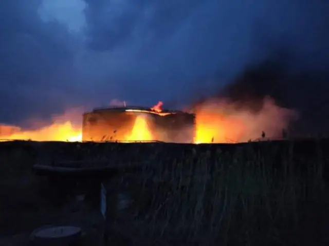 Fires at an oil depot in Luhansk