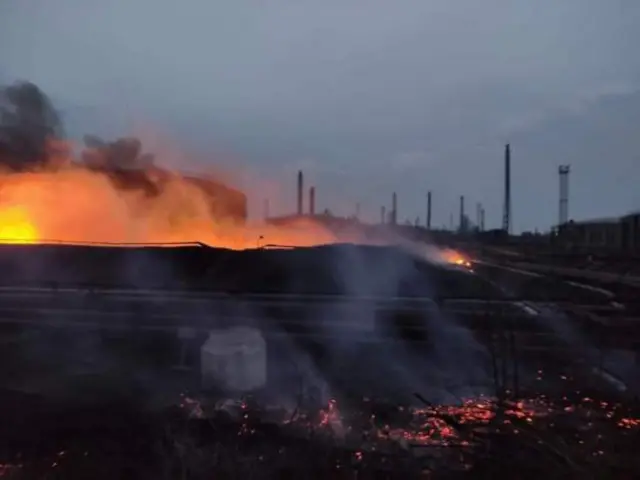 Fires at an oil depot in Luhansk