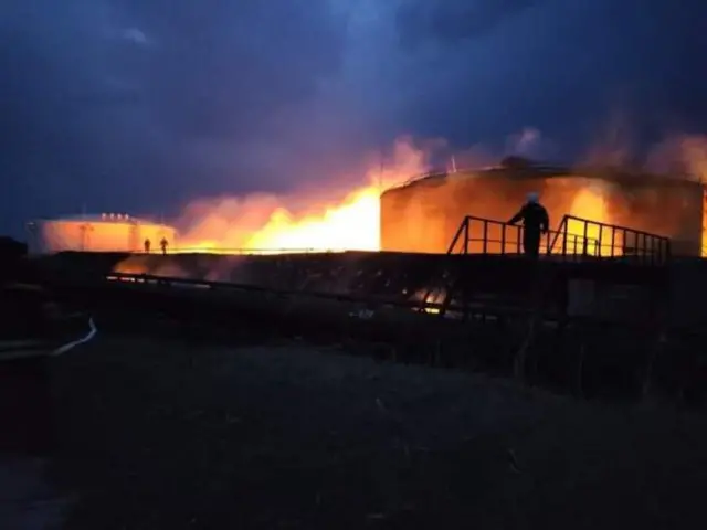 Fires at an oil depot in Luhansk