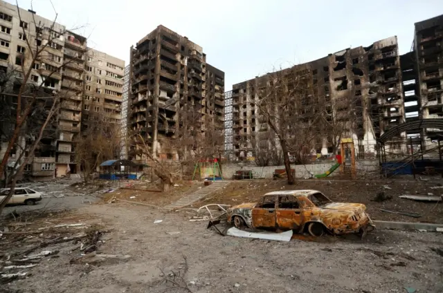 Destroyed buildings in Mariupol