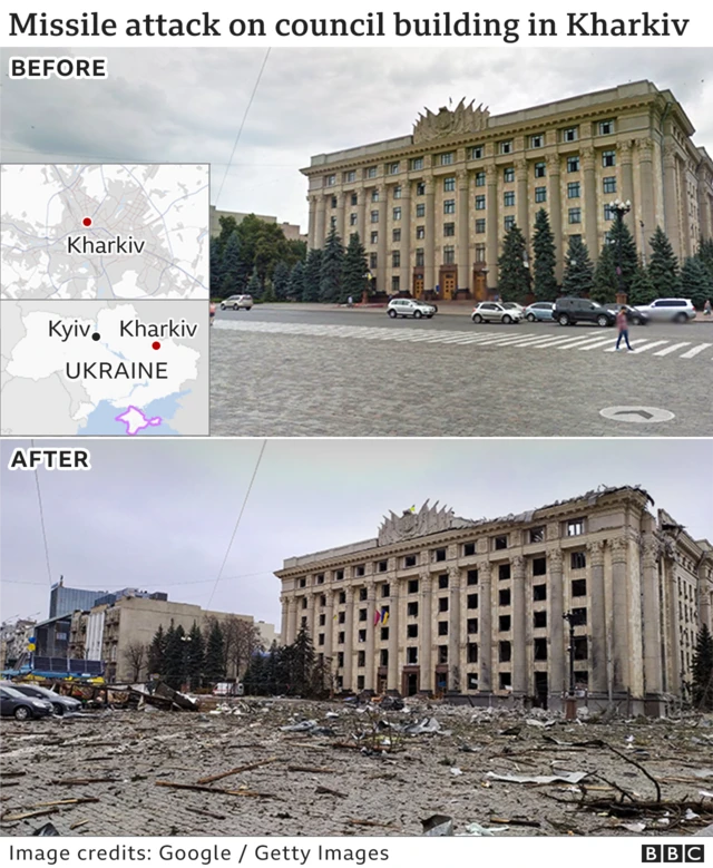 Kharkiv before and after Russian attacks