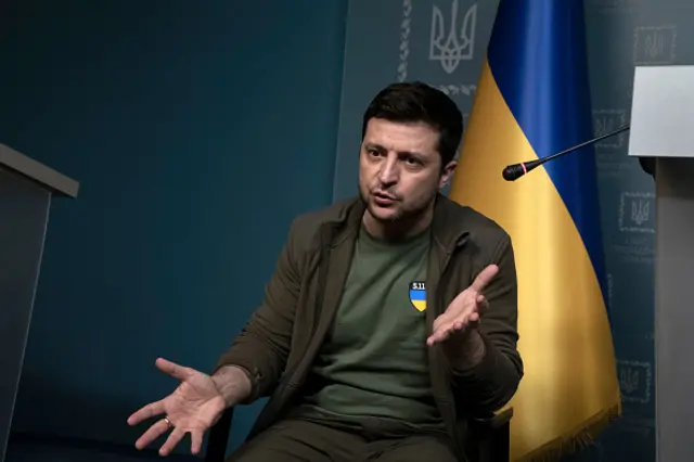 President Zelensky during a media briefing