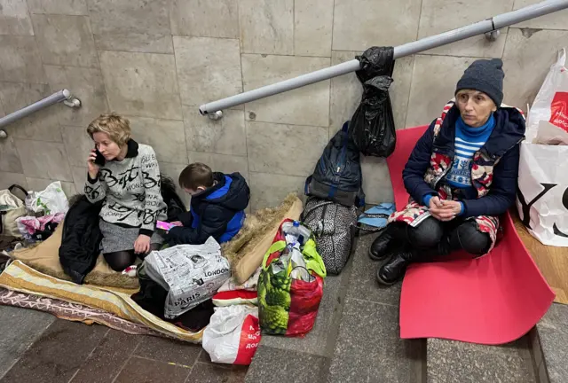 People shelter in Kharkiv's metro