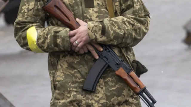 Ukrainian soldiers in Kyiv, Ukraine