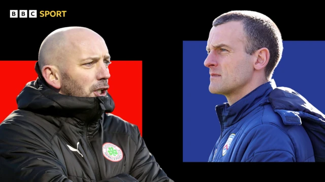 Cliftonville boss Paddy McLaughlin and Coleraine manager Oran Kearney