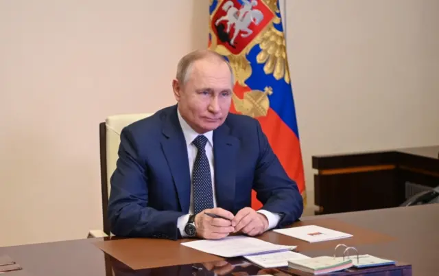 Russian President Vladimir Putin in his Novo-Ogaryovo residence outside Moscow. Photo: 4 March 2022