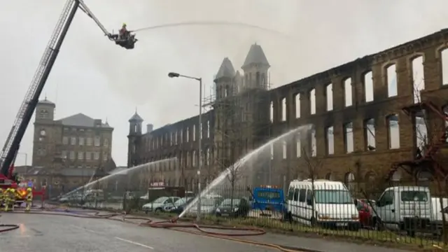 Firefighters at Keighley Mill blaze