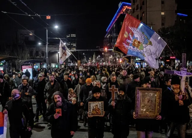 Protesters in Belgrade