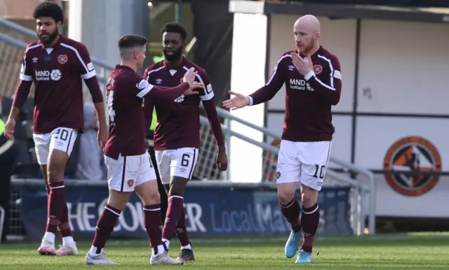 Liam Boyce (right) gave Hearts the lead in the opening minutes