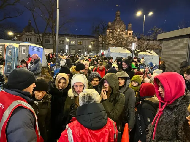 Crowds at train station