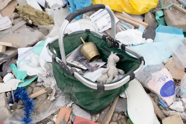 Personal belongings collected from the rubble in Markhalivka, Ukraine on 5 March