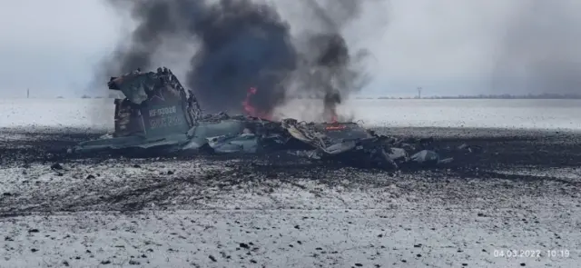 A Russian jet reportedly brought down by Ukrainian forces