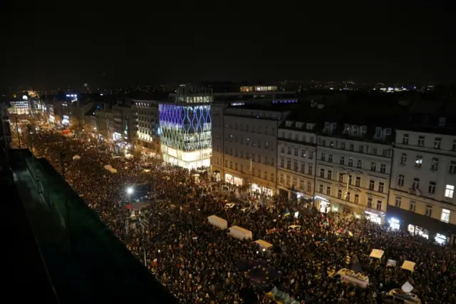 Demonstrators in Prague