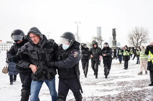 Anti-war protest in Yekaterinburg, Russia