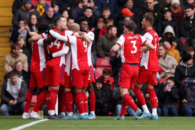 Arsenal celebrate an early goal vs Watford