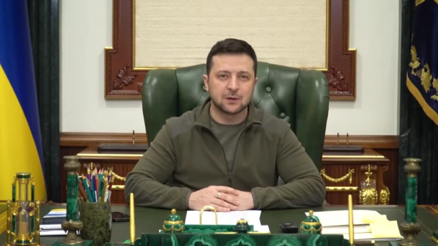 Screengrab of Ukrainian President Volodymyr Zelensky's address to the nation. Photo: 7 March 2022