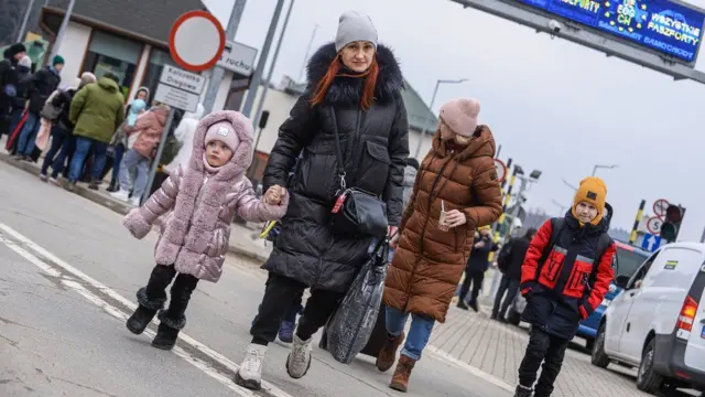 Family of Ukrainian refugees