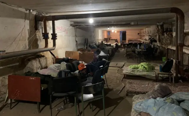 Inside the basement where Samuel and fellow students have been sheltering