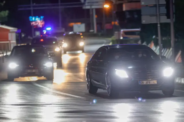 The Ukrainian convoy was seen at the airport on Wednesday