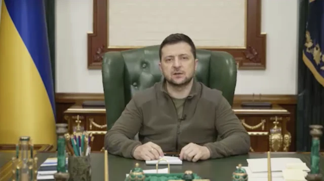 Zelensky behind his desk