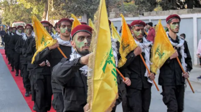 Hezbollah fighters during a military parade