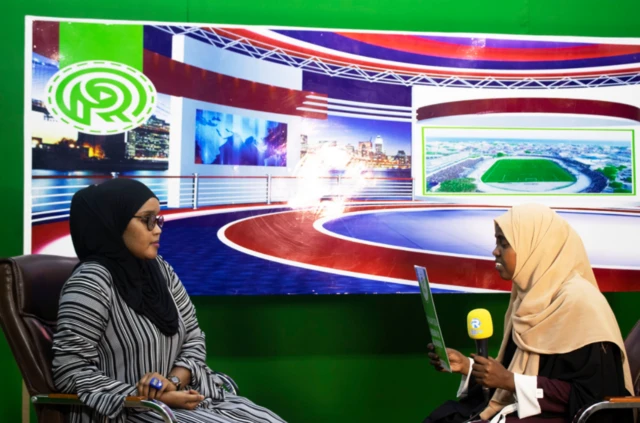 Journalist Maryam being interviewed by Falastin at Rajo Studio by Maryam Ahmed Warsame