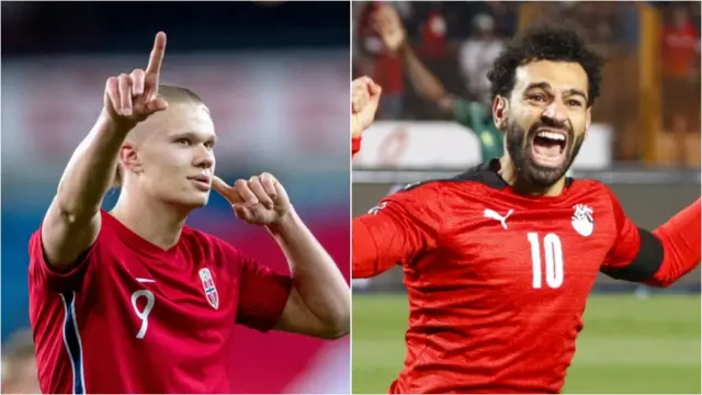 Erling Haaland a Mo Salah - rhai o'r chwaraewyr na fydd yn Qatar