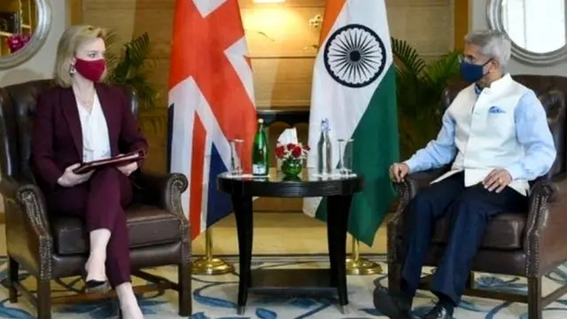 Liz Truss meets India's foreign minister Subrahmanyam Jaishankar