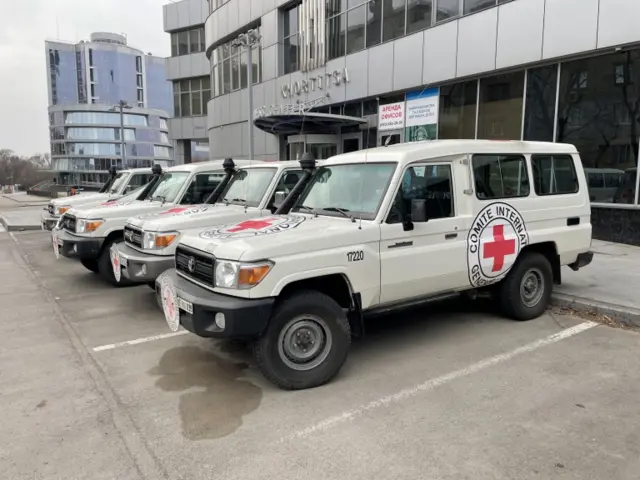 Red Cross vehicles