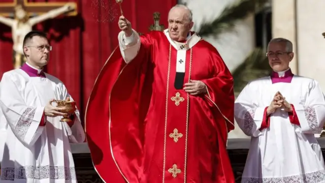 Pope Francis celebrates Palm Sunday Mass in Saint Peter"s Square, Vatican City