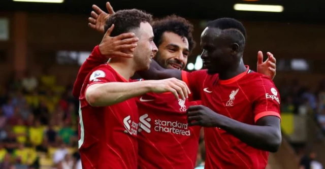 Diogo Jota, Mohamed Salah and Sadio Mane