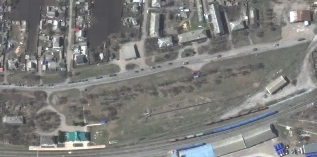 Satellite image of Russian military convoy