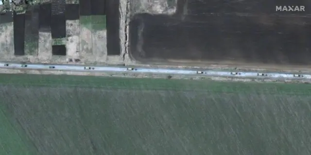 Satellite image of Russian military convoy