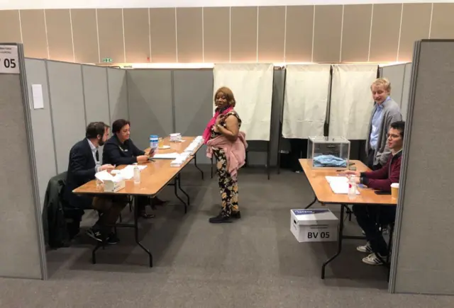 Poll station at Lycée international de Londres Winston Churchill in Wembley, north-west London, 10 April 2022