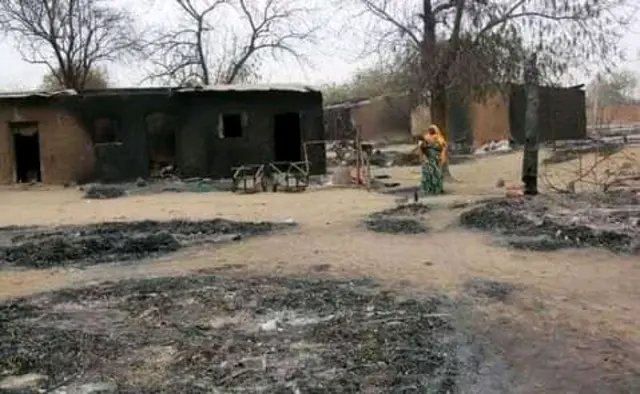 Homes that were burnt by attackers