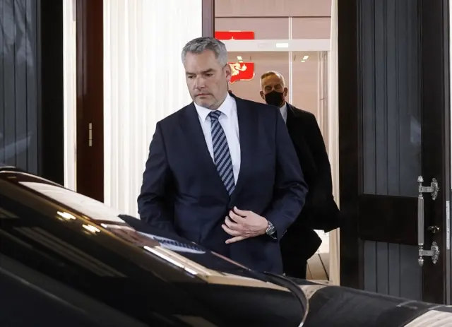 Austrian Chancellor Karl Nehammer leaving after his meeting with Russian President Vladimir Putin in Moscow