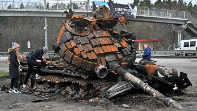 Destroyed Russian tank