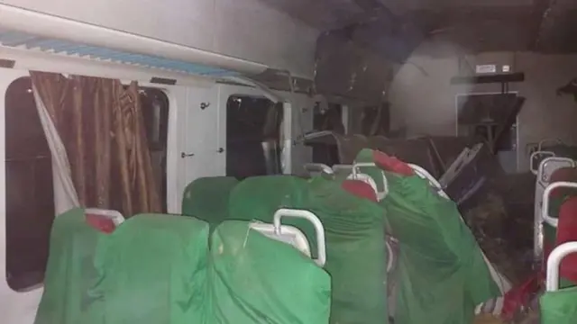 Attacked train carriage