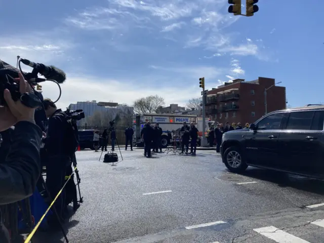 The scene near Brooklyn where police are preparing for a news conference