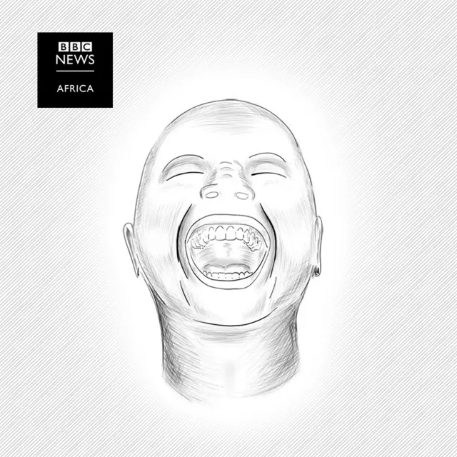 An illustration of someone laughing