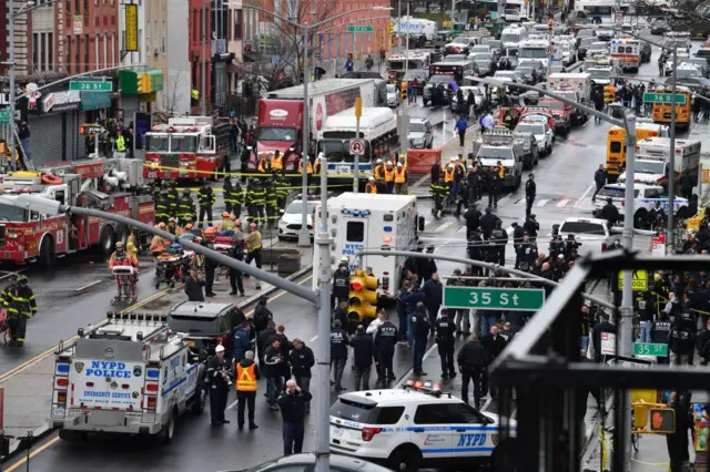 Emergency and police vehicles in Brooklyn