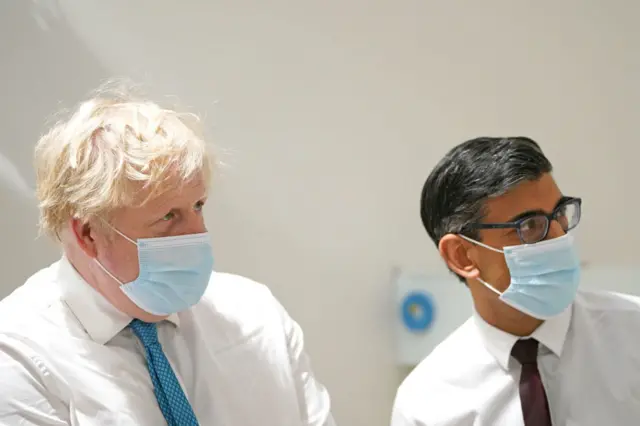 Boris Johnson and Rishi Sunak on a visit to a hospital in Kent