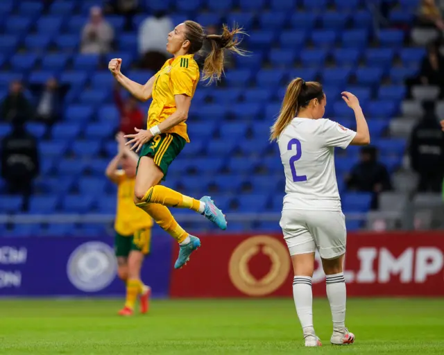 Wales' Kayleigh Green celebrates