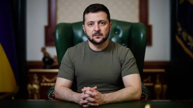 Zelensky at his desk