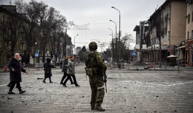 Russian soldier in Mariupol