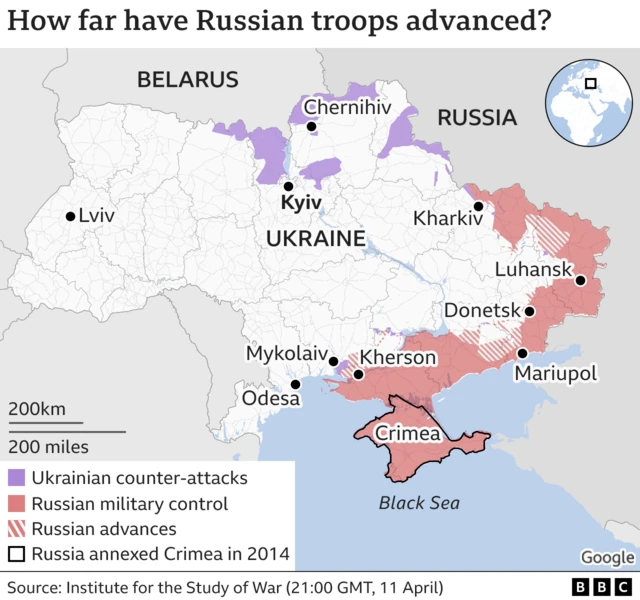 How far have Russian troops advanced?